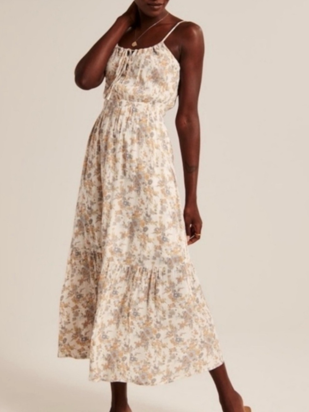 Abercrombie & Fitch Floral Cream Maxi Dress